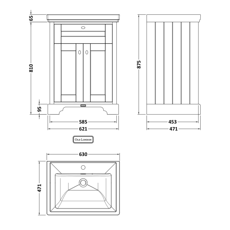 Hudson Reed Old London Vanity Unit 630mm LOF804 Hunter Green