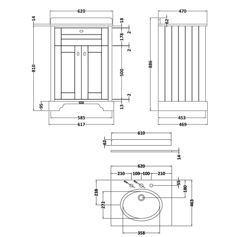 Hudson Reed Old London Vanity Unit 620mm LOF826 Hunter Green