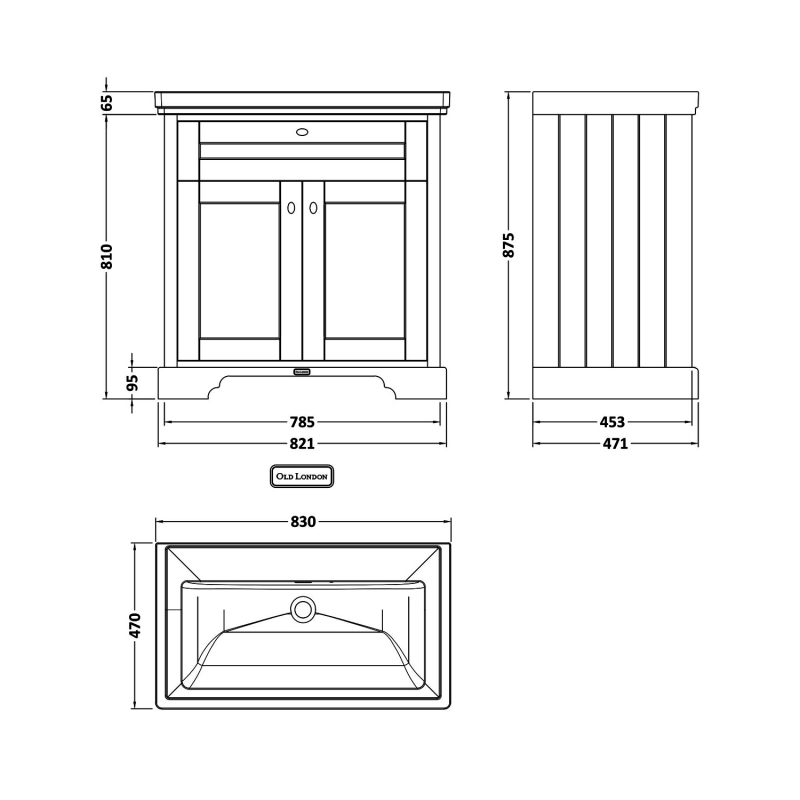 Hudson Reed Old London Vanity Unit 830mm LOF846 Hunter Green