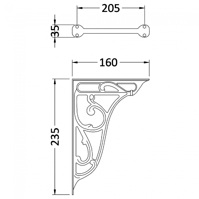 Hudson Reed Ornate High/Low Level Cistern Brackets Pair - Brushed Brass