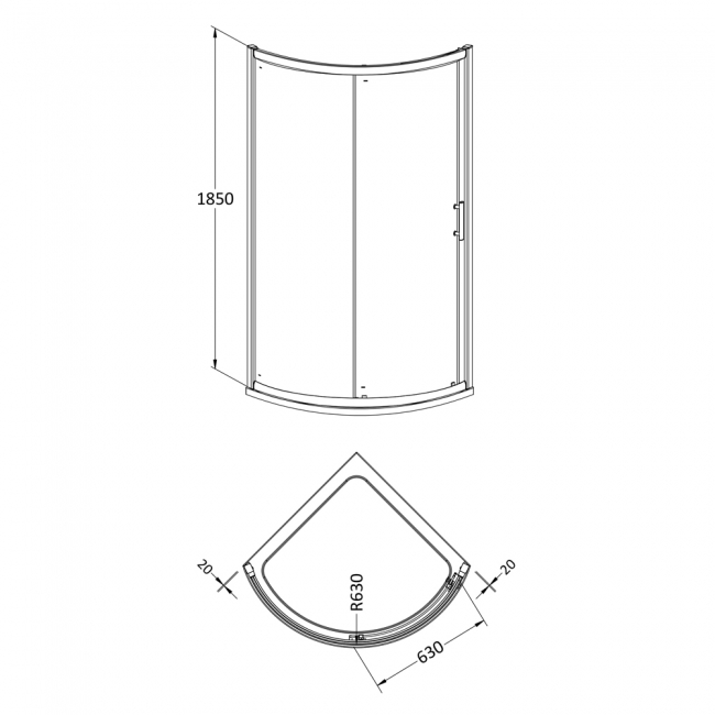 Hudson Reed Pacific Single Entry Quadrant Shower Enclosure 860mm x 860mm - 6mm Glass