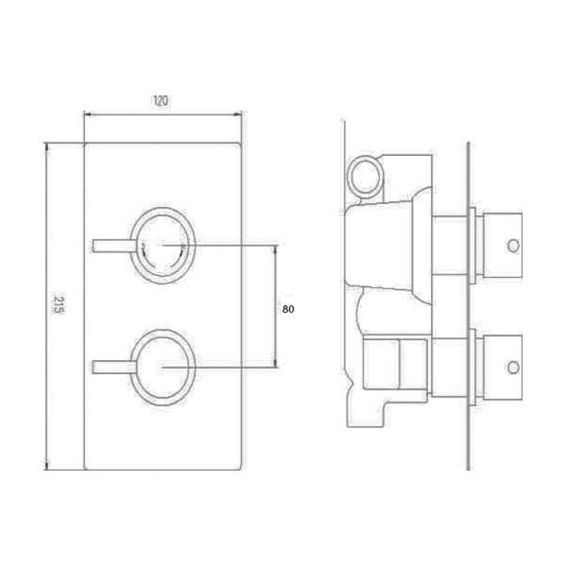 Hudson Reed Quest Series FII Concealed Shower Valve Dual Handle - Chrome