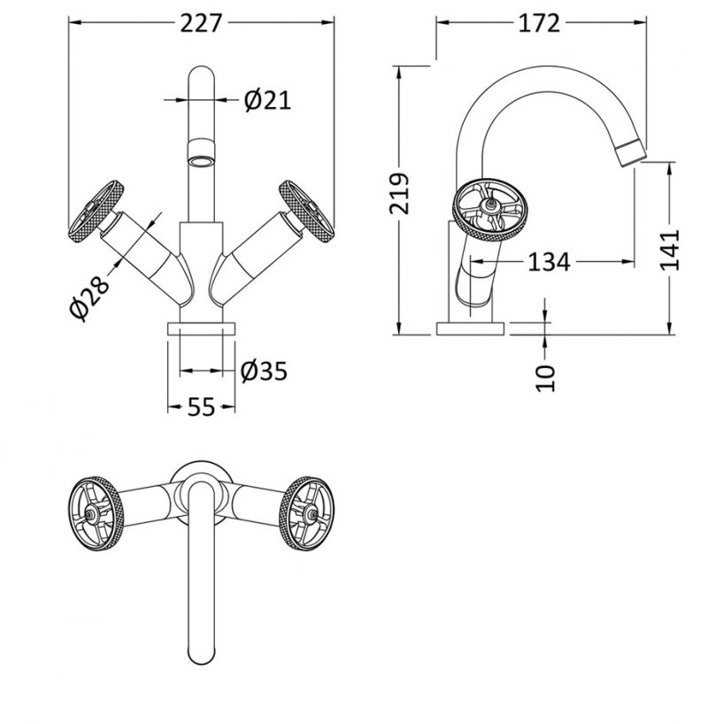 Nuie Revolution Mono Basin Mixer Tap with Waste - Brushed Brass
