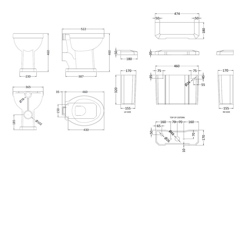 Hudson Reed Richmond Comfort Low Level Close Coupled Toilet with Cistern - Excluding Seat