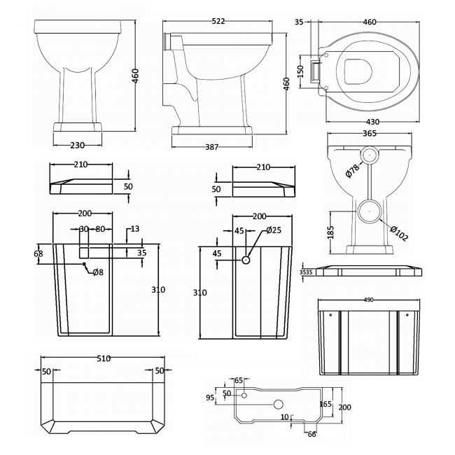 Hudson Reed Richmond Comfort High Level Pan with Cistern - Excluding Seat