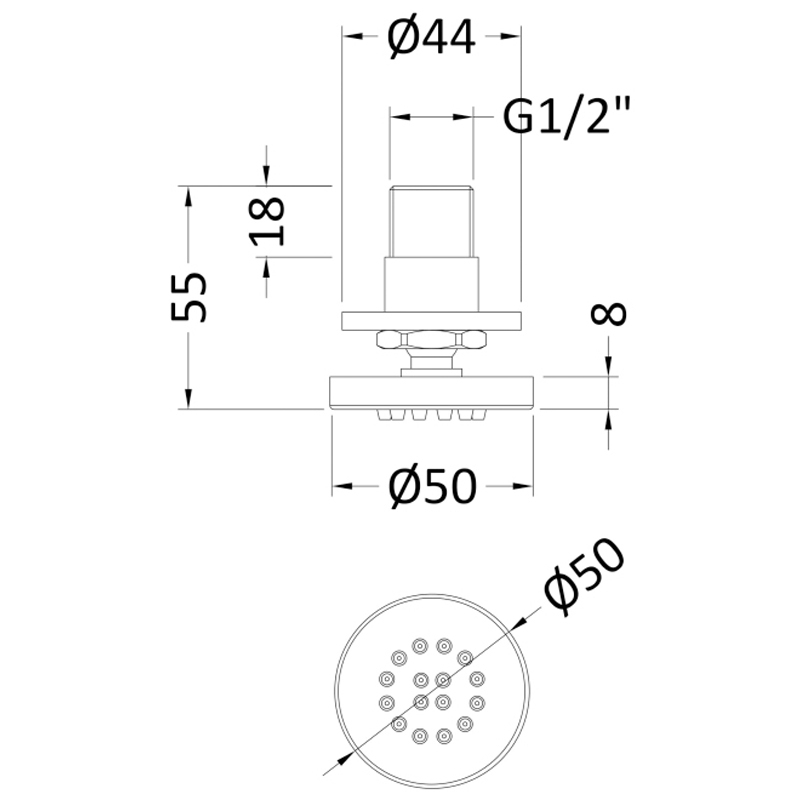 Hudson Reed Round Body Jet 50mm Wide Single - Chrome
