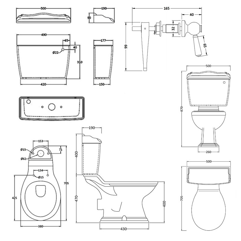 Hudson Reed Ryther Close Coupled Pan Lever Cistern - Excluding Seat