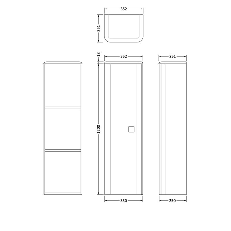Hudson Reed Sarenna 1-Door Tall Storage Unit 352mm Wide - Dove Grey