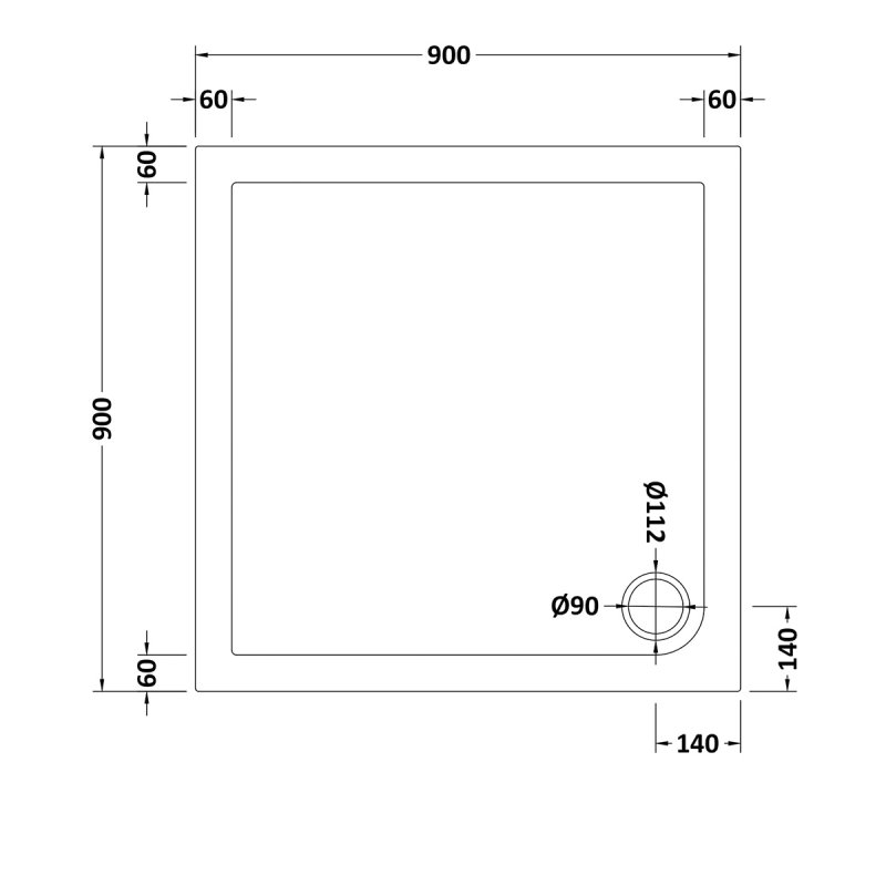 Nuie Pearlstone Slip Resistant Square Shower Tray 900mm x 900mm