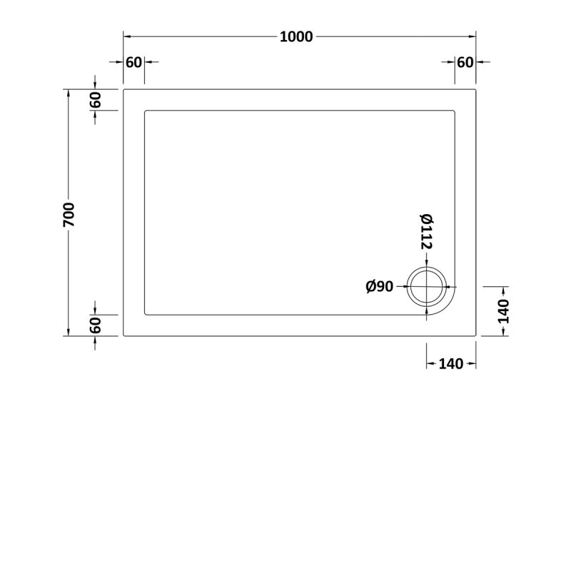 Hudson Reed Slip Resistant Rectangular Shower Tray 1000mm x 700mm - White