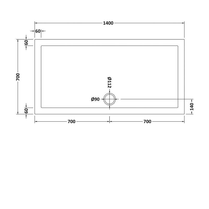 Nuie Pearlstone Slip Resistant Rectangular Shower Tray 1400mm x 700mm