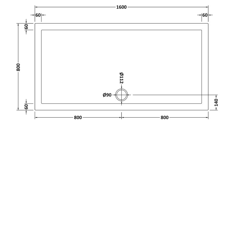 Nuie Pearlstone Slip Resistant Rectangular Shower Tray 1600mm x 800mm