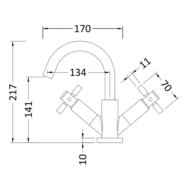 Hudson Reed Tec Crosshead Cloakroom Mono Basin Mixer Tap Dual Handle Push Button Waste - Chrome