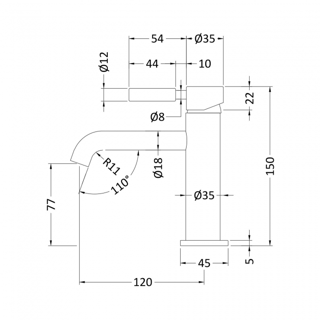 Hudson Reed Tec Lever Basin Mixer Tap with Waste - Chrome