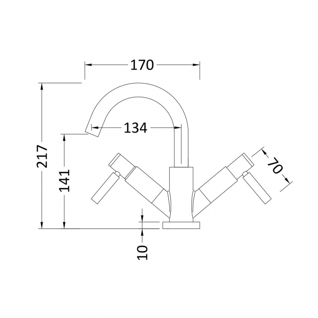 Hudson Reed Tec Lever Cloakroom Mono Basin Mixer Tap Dual Handle with Waste - Chrome