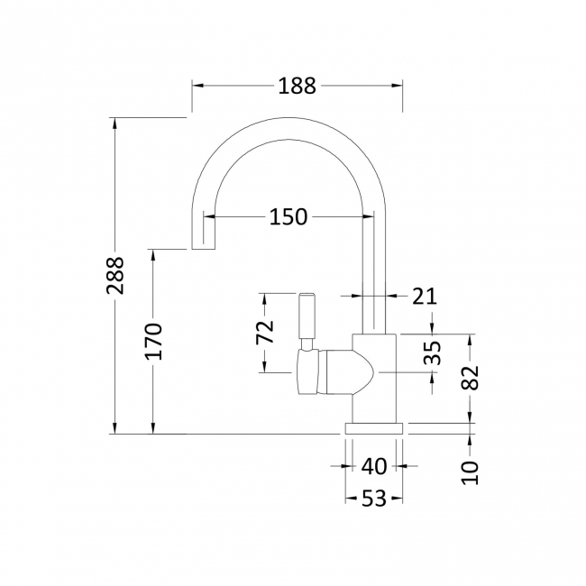 Hudson Reed Tec Single Lever Side Action Mono Basin Mixer Tap with Waste - Chrome