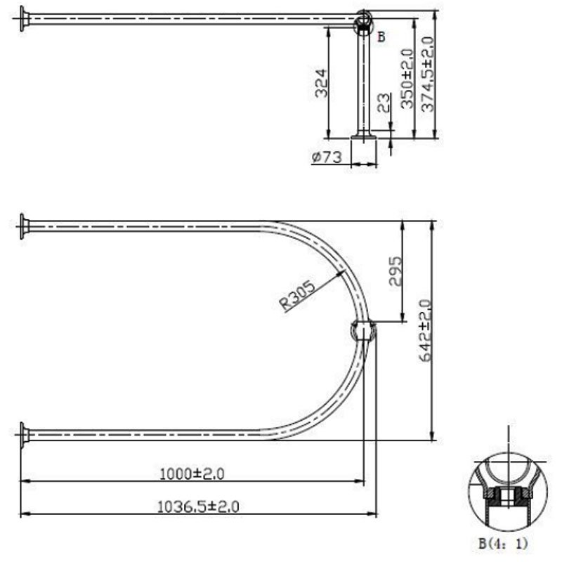 Hudson Reed Traditional Shower Curtain Rail - Chrome