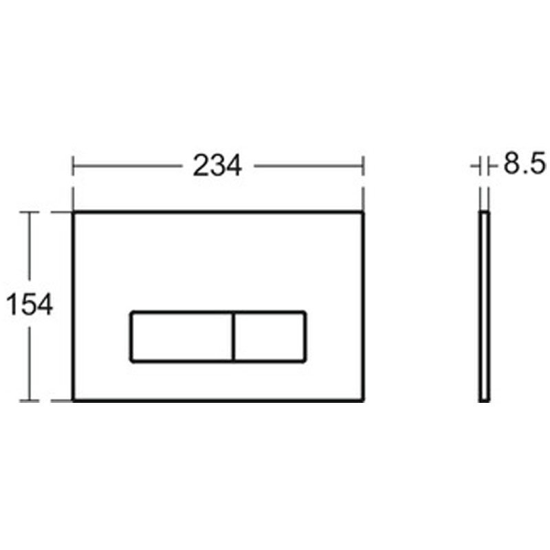 Ideal Standard Oleas M2 Mechanical Dual Flush Plate - Chrome  | Dimension Image