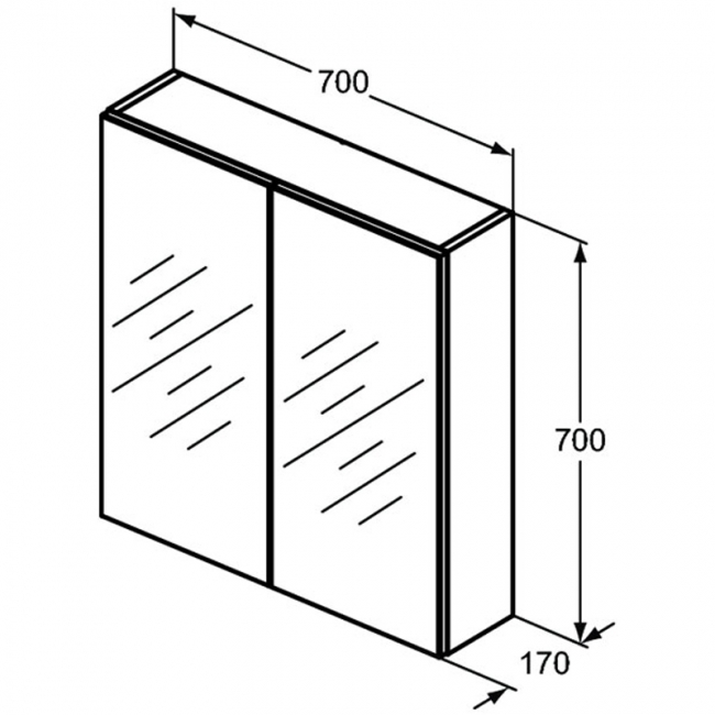 Ideal Standard 2-Door Mirror Cabinet 700mm Wide - Aluminium