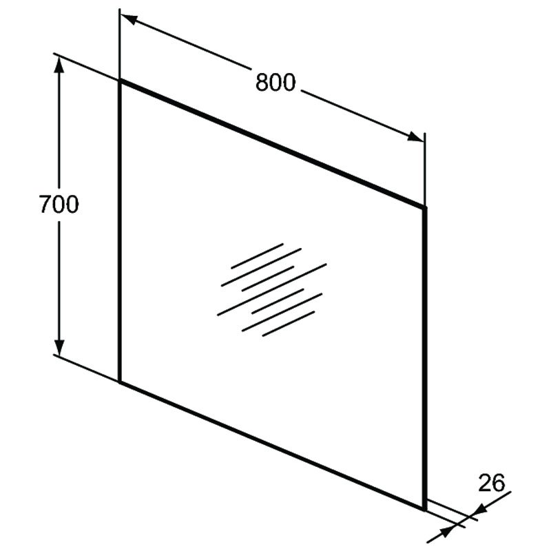 Ideal Standard Bathroom Mirror with Ambient Light and Anti-Steam 700mm H x 800mm W