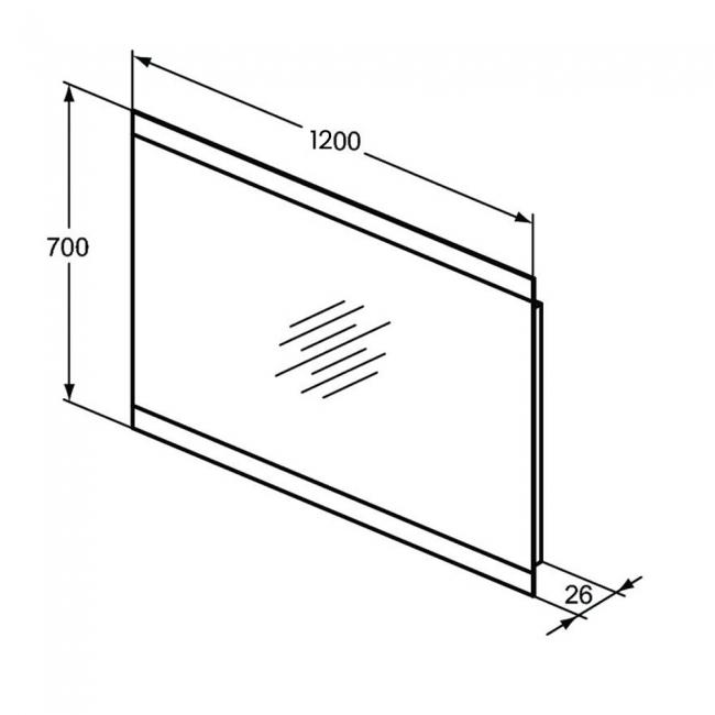 Ideal Standard Bathroom Mirror with Sensor Light and Anti-Steam 700mm H x 1200mm W  | Dimension Image