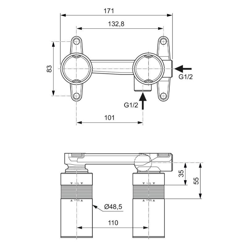 Ideal Standard Built In Basin Mixer Kit 1 for Wall Mounted Basin Mixer Taps