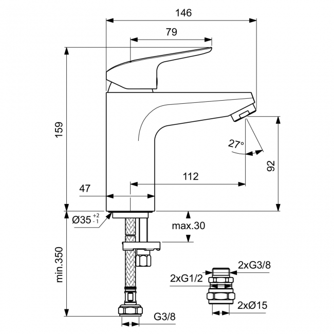 Ideal Standard Ceraflex Bath Filler Tap - Chrome