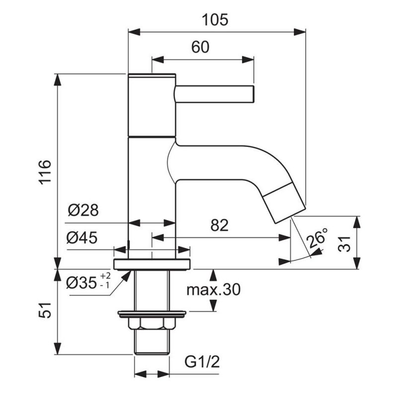 Ideal Standard Ceraline Basin Pillar Taps Pair - Chrome