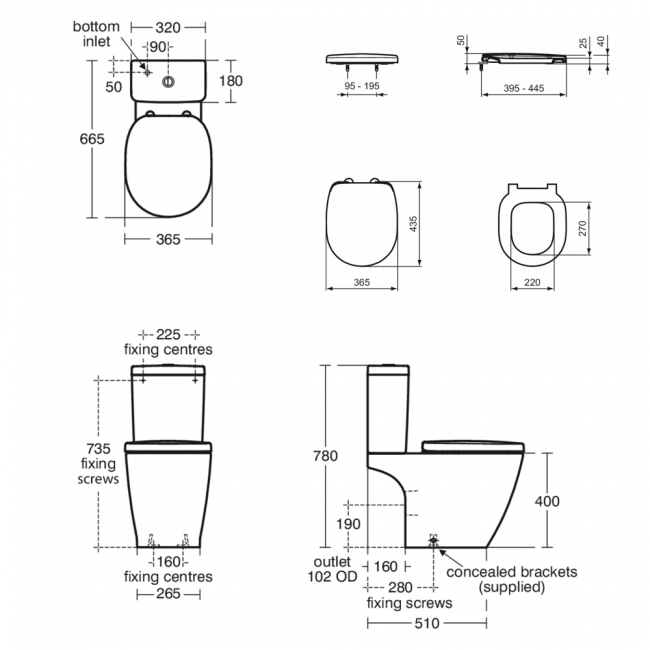 Ideal Standard Concept Cube Aquablade Close Coupled Toilet with Eco Cistern (inc Soft Close Wrapover Seat)
