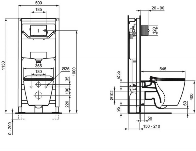 Ideal Standard Concept Arc Toilet E047301+E791801 Wall Hung White