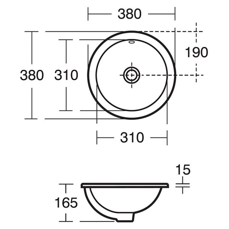 Ideal Standard Concept Sphere Countertop Basin 380mm Wide 0 Tap Hole