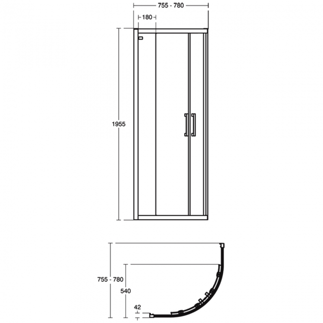Ideal Standard Connect 2 Quadrant Shower Enclosure 800mm x 800mm - 6mm Glass