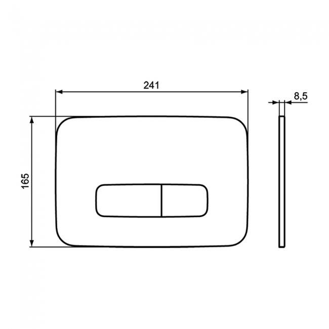 Ideal Standard Oleas M3 Mechanical Dual Flush Plate - Chrome  | Dimension Image