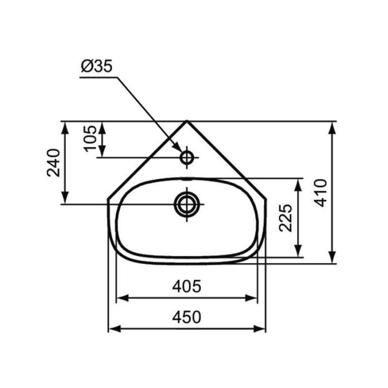 Ideal Standard I.Life A Wall Hung Basin T471101 450mm 1TH