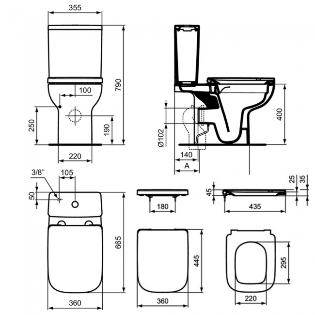 Ideal Standard I.Life A Rimless Close Coupled Toilet (inc Soft Close Wrapover Seat)