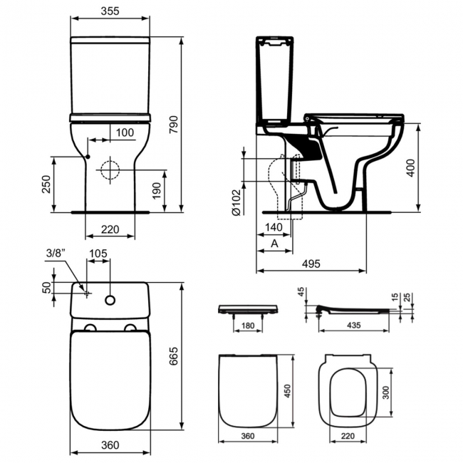Ideal Standard I.Life A Rimless Close Coupled Toilet (inc Soft Close Slim Seat)