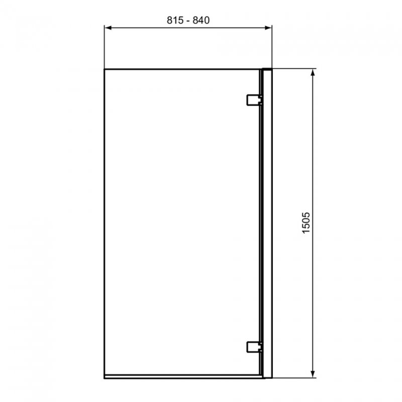 Ideal Standard I.Life Hinged RH Bathscreen 1500mm High x 815mm Wide 8mm Glass - Bright Silver