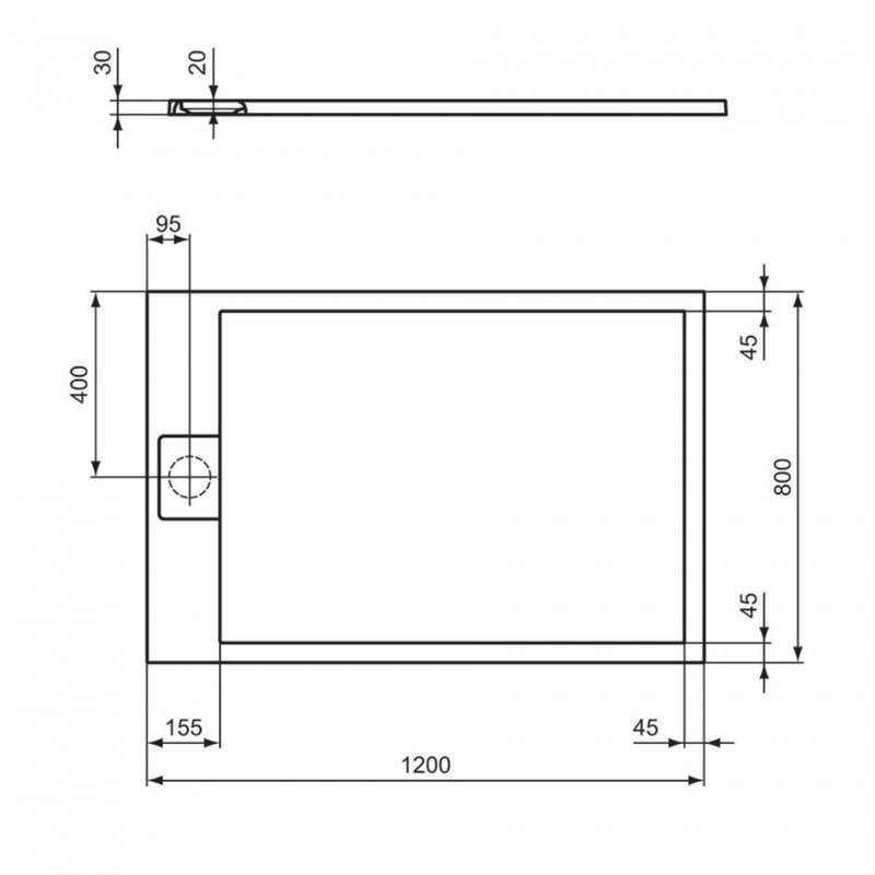 Ideal Standard I.Life Shower Tray 1200mm x 900mm T5221FR
