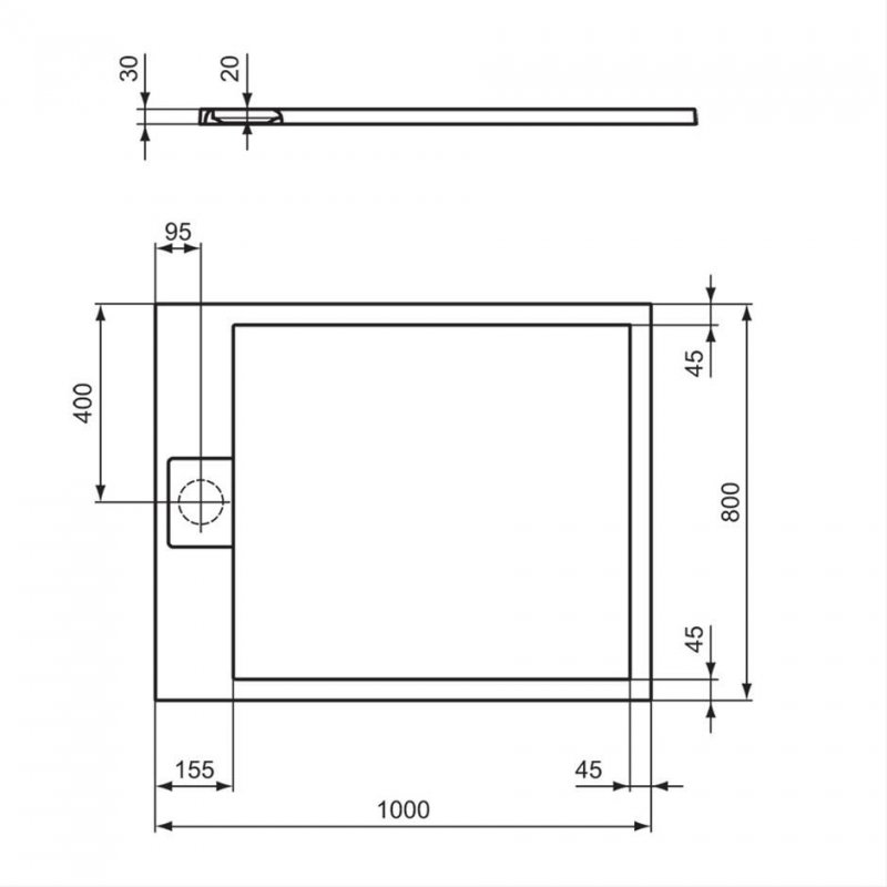 Ideal Standard I.Life Ultra Flat Rectangular Shower Tray 1000mm x 800mm - White
