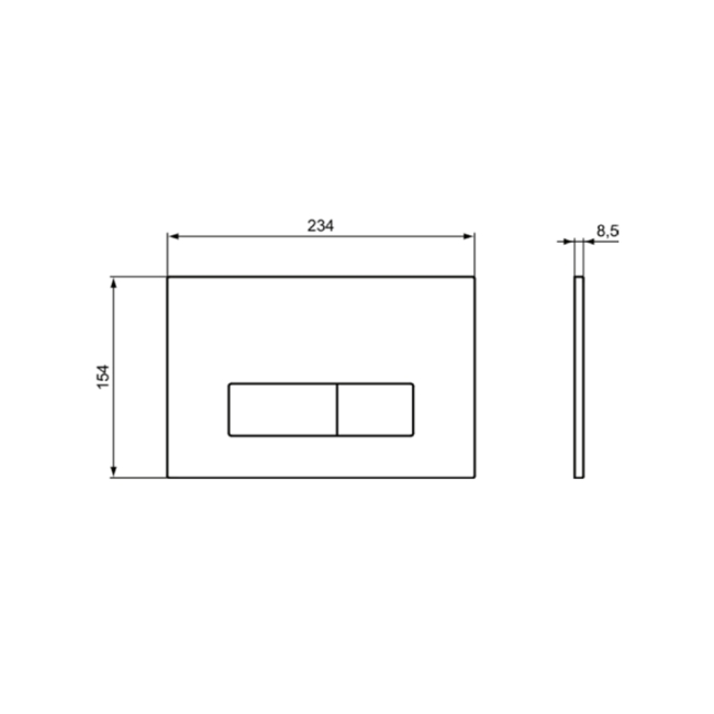 Ideal Standard Oleas M2 Mechanical Dual Flush Plate - Black  | Dimension Image
