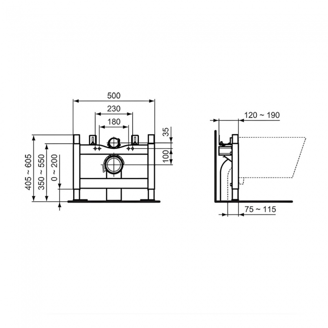 Ideal Standard Prosys Wall Hung Half Toilet Frame for Wall Hung WC Pans
