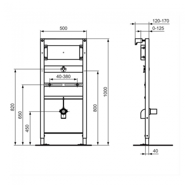 Ideal Standard Prosys Universal Urinal Frame 1000mm H x 500mm W