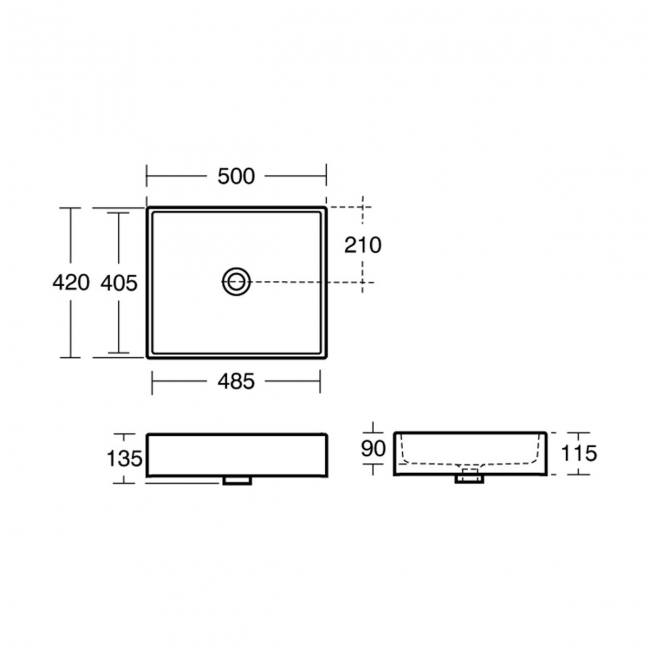 Ideal Standard Strada Vessel Sit-On Countertop Basin 500mm Wide - White