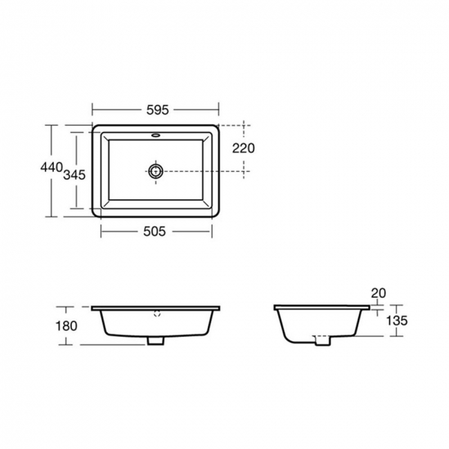 Ideal Standard Strada Undermount Countertop Basin 600mm - 0 Tap Hole