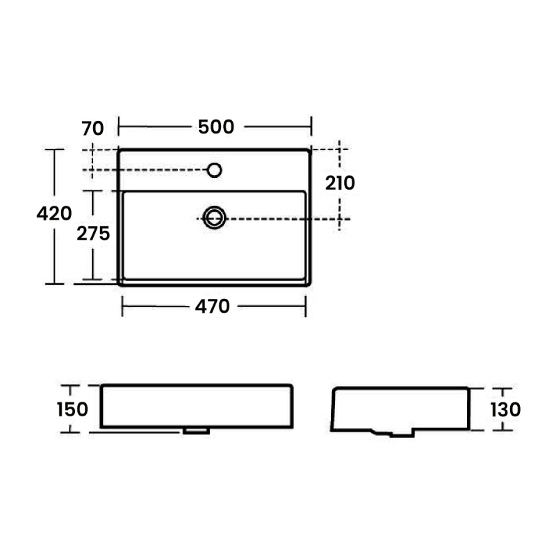 Ideal Standard Strada Countertop Vessel Basin 500mm Wide 1 Tap Hole