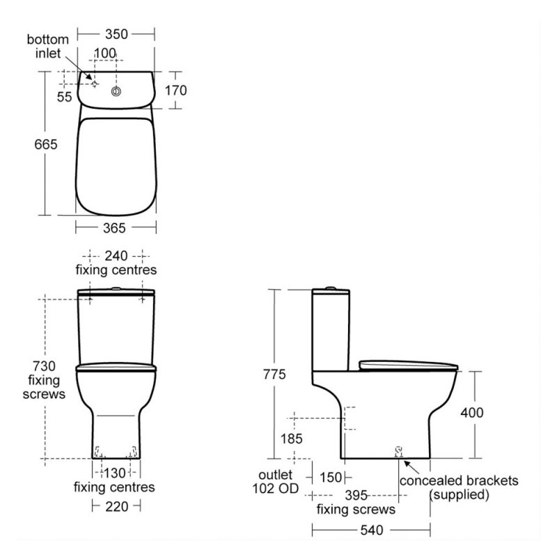Ideal Standard Studio Echo Full Access Close Coupled Toilet with 6/4 Litre Cistern  - Standard Seat