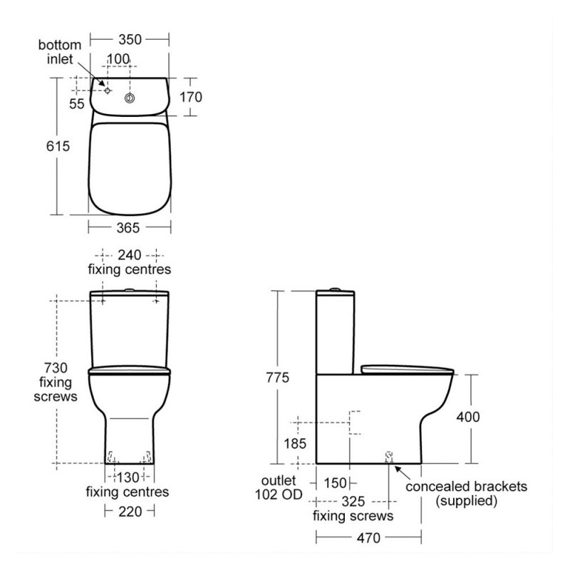 Ideal Standard Studio Echo Short Projection Close Coupled Toilet Soft