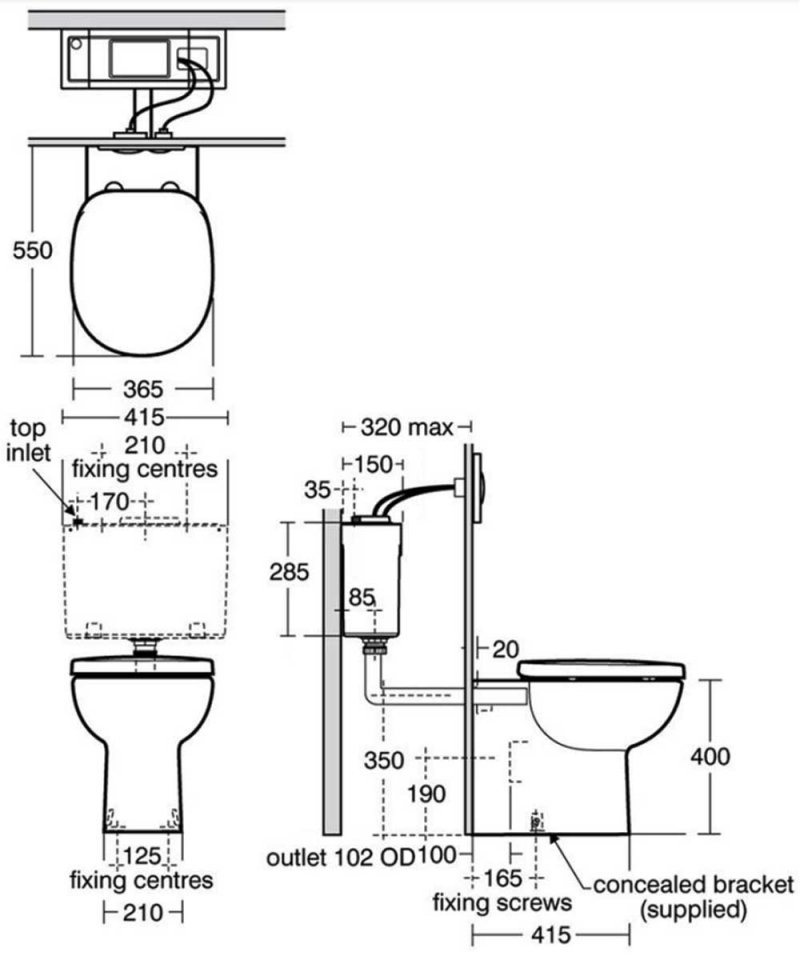 Ideal Standard Studio Back to Wall Toilet - Standard Seat White
