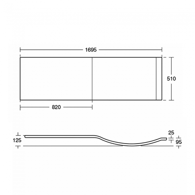 Ideal Standard Tempo Arc Front Bath Panel 510mm H x 1700mm W - White