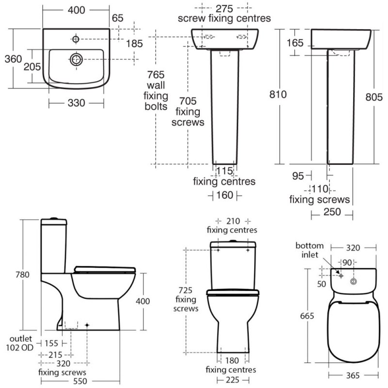 Ideal Standard Tempo Toilet and Basin Bathroom Suite ISPK032 Modern